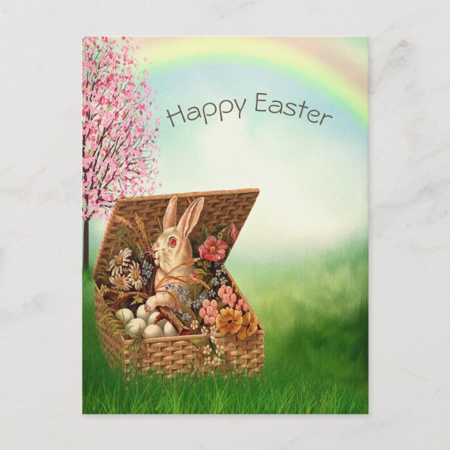Vintage Retro Easter Bunny Holiday Card (Front)