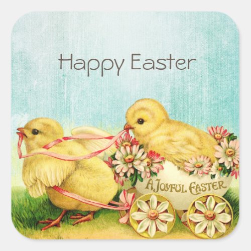 Vintage Retro Easter Chicks  Square Sticker