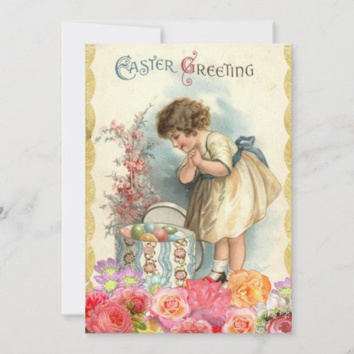 Vintage Retro Easter Eggs Holiday Card