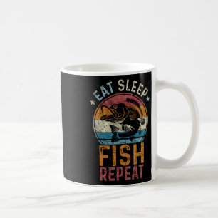 Vintage Retro Eat Sleep Fish Repeat Coffee Mug