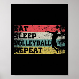 Vintage Retro Eat Sleep Volleyball Repeat Funny Sp Poster