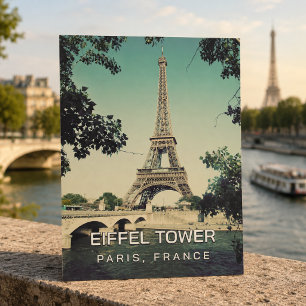 Vintage Retro Eiffel Tower Paris France Rustic Postcard