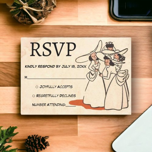 Vintage Retro Elegant Bridesmaids Rustic Wedding RSVP Card