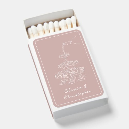 Vintage Retro Elegant Champagne Sketch Dusty Pink Matchboxes