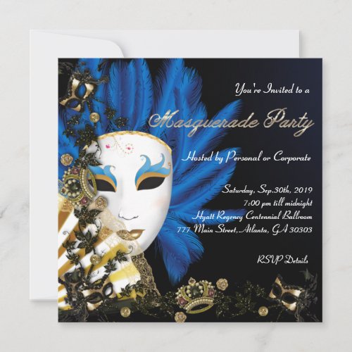 Vintage Retro Elegant Masquerade Party Invite