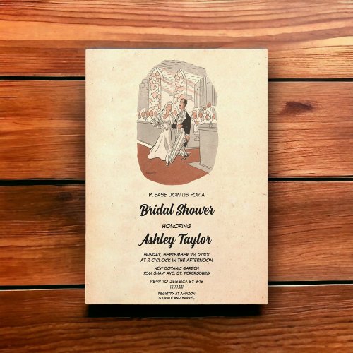 Vintage Retro Elegant Romantic Old Bridal Shower Invitation