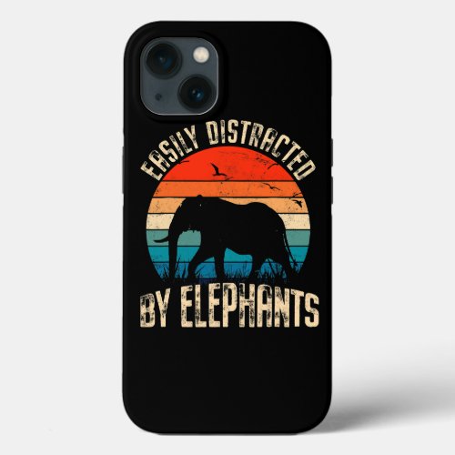 Vintage Retro Elephant Funny Easily Distracted By  iPhone 13 Case