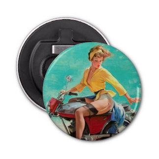 Vintage Retro Elvgren Motorcycle Biker Pin-UP Girl Bottle Opener