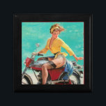 Vintage Retro Elvgren Motorcycle Biker Pin-UP Girl Gift Box<br><div class="desc">Pin-Up Girl Riding Bike - Illustration by Gil Elvgren</div>