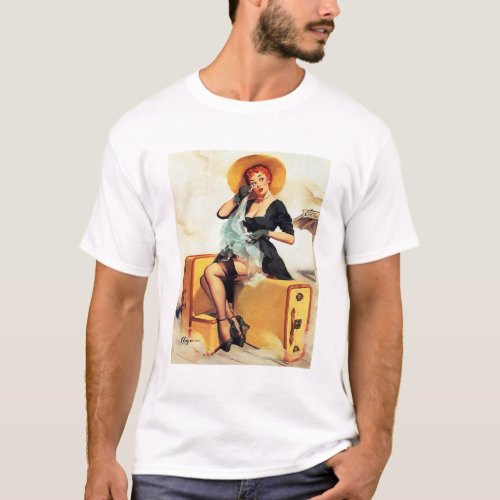 Vintage Retro Elvgren Traveler Pinup girl Pin up T_Shirt