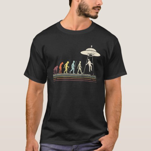 Vintage Retro Evolution Flying Saucer Ufo Alien T_Shirt