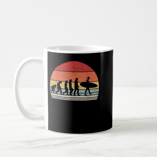 Vintage Retro Evolution Of Man Surfing Surfer Gift Coffee Mug