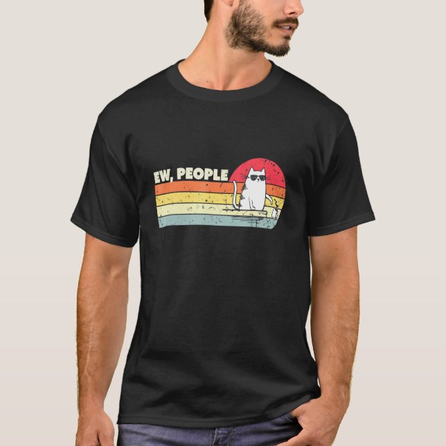 Vintage Retro Ew People  Cat T-Shirt (Front)
