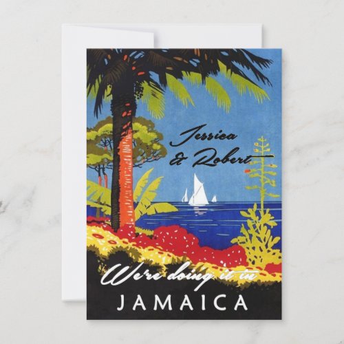 Vintage Retro Exotic Island Jamaica Wedding Invite