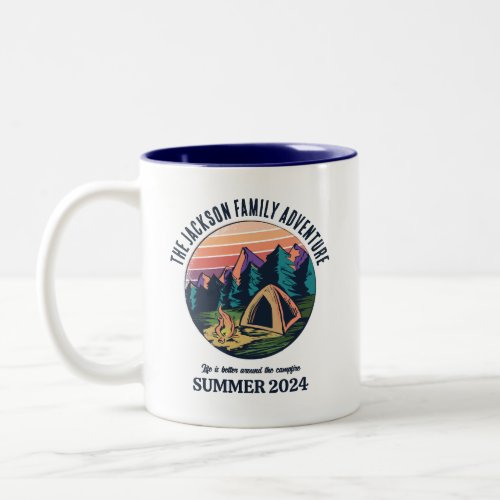 Vintage Retro Family Hiking and Camping Trip Two_Tone Coffee Mug