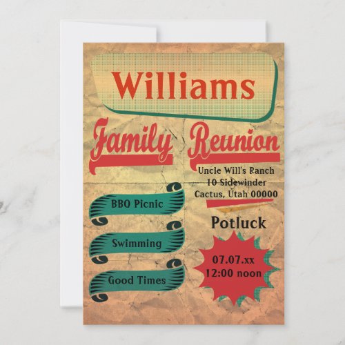 Vintage Retro Family Reunion Invitation