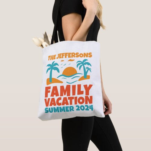 Vintage Retro Family Vacation Beach Holiday Tote Bag