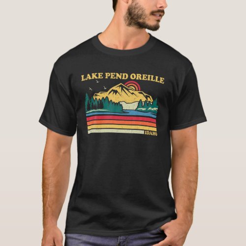 Vintage Retro Family Vacation Idaho Pend Oreille L T_Shirt