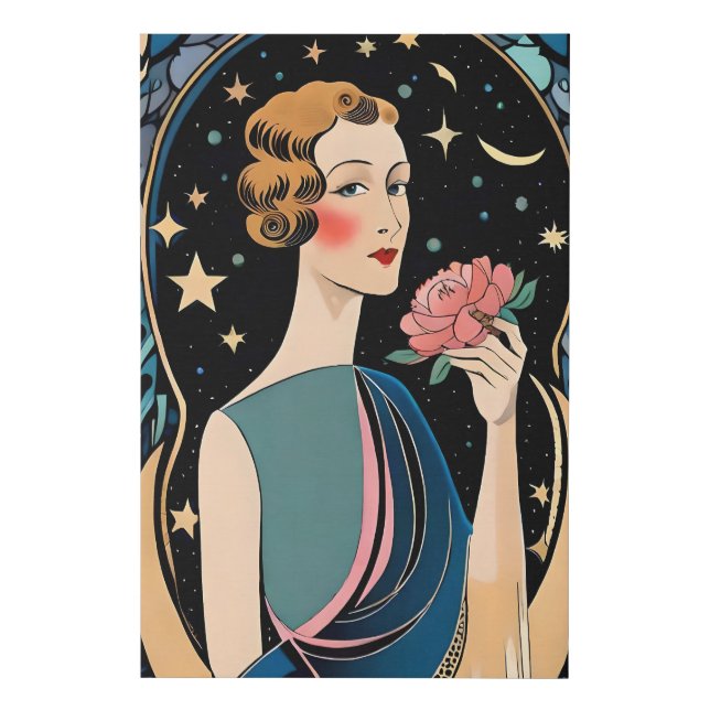 Vintage Retro Fashion Illustration Ai Faux Canvas Print (Front)