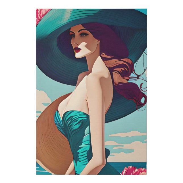 Vintage Retro Fashion Illustration Ai Faux Canvas Print (Front)