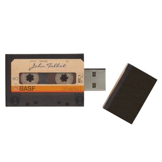 Vintage Retro Fashioned 80s Mixtape Audio Tape USB Wood Flash Drive (Opened)