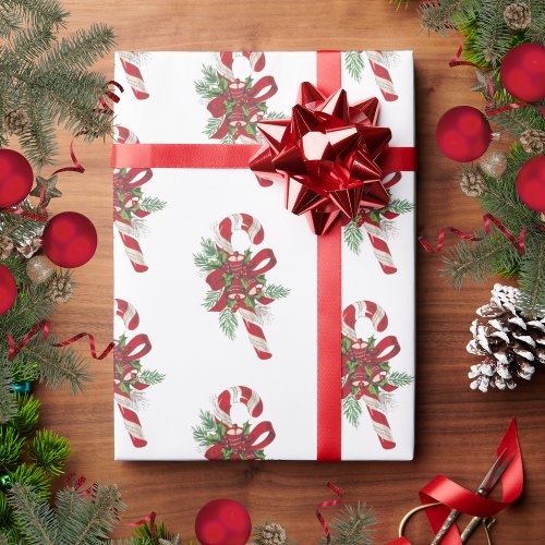 Vintage Retro Festive Candy Cane Christmas Wrapping Paper