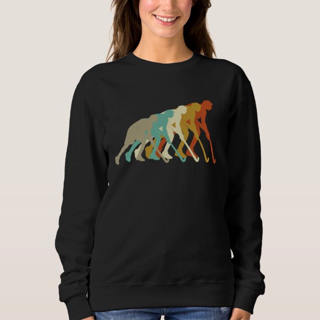 Vintage Retro Field Hockey Player Sweatshirt (Front)