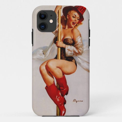 Vintage Retro Firefighter Pin Up Girl iPhone 11 Case
