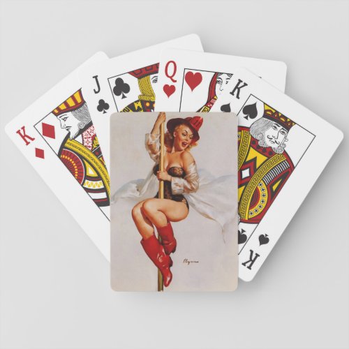 Vintage Retro Firefighter Pin Up Girl Playing Cards