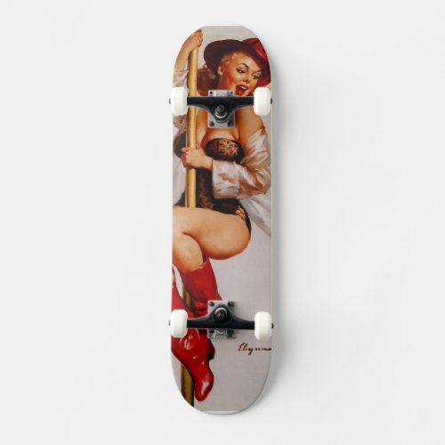 Vintage Retro Firefighter Pin Up Girl Skateboard