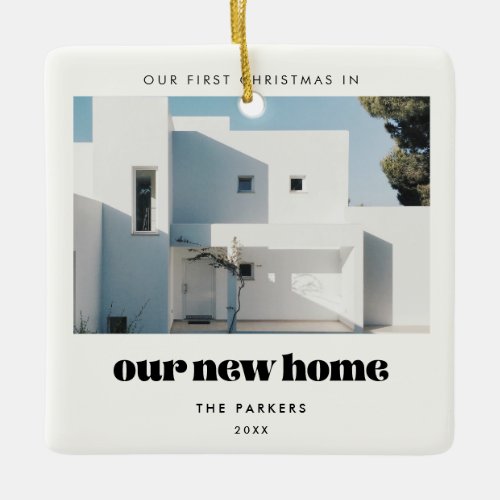 Vintage retro First Christmas in our new home Ceramic Ornament