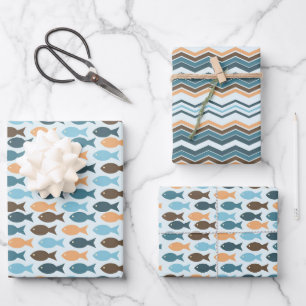 Vintage Retro Fish Wrapping Paper Sheets