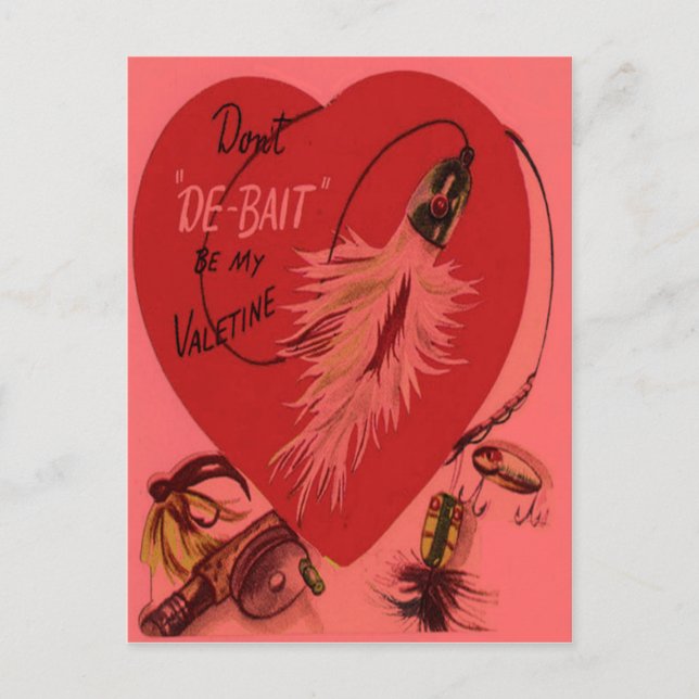 Vintage Retro Fishing Lure Valentine Card (Front)