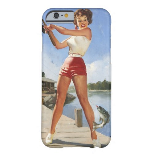 Vintage Retro Fishing Pinup Girl Barely There iPhone 6 Case