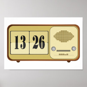 Vintage Retro Flip Clock Radio Poster