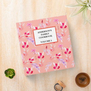 Vintage Retro Floral kitchen family cookbook  3 Ring Binder
