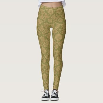 Vintage Retro Floral Pattern Leggings by sequindreams at Zazzle