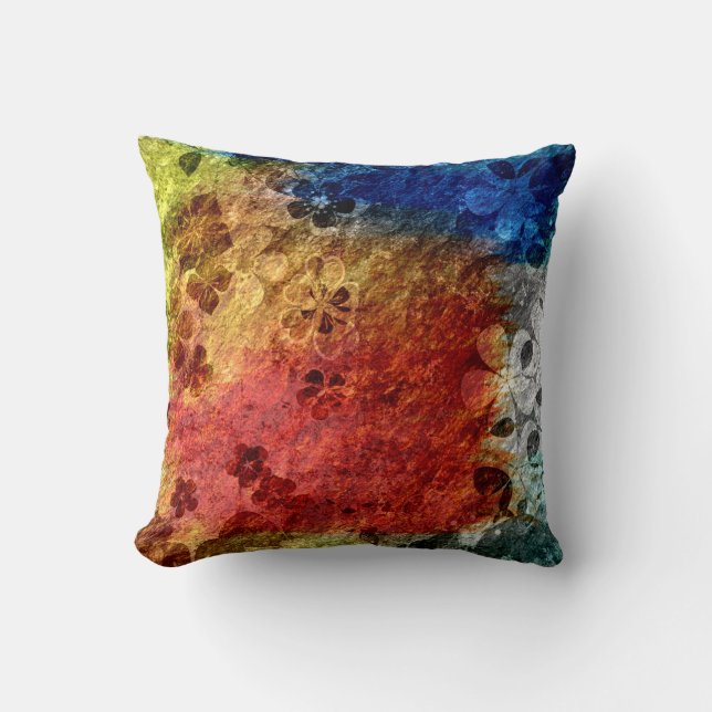 Vintage retro floral pattern throw pillow (Front)
