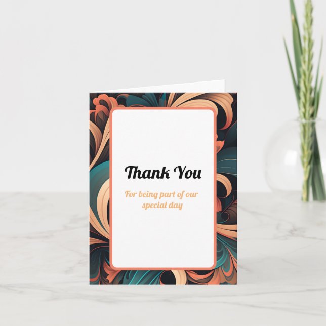 Vintage Retro Floral Thank You Note Card (Front)
