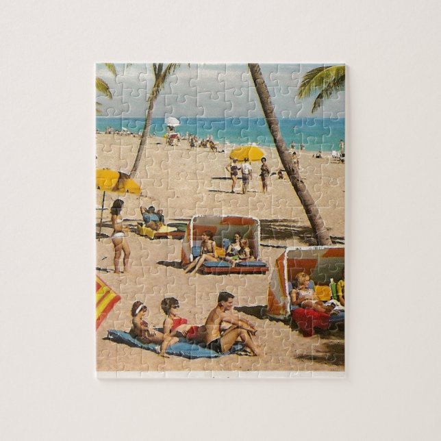 Vintage Retro Florida Beach Travel Jigsaw Puzzle (Vertical)