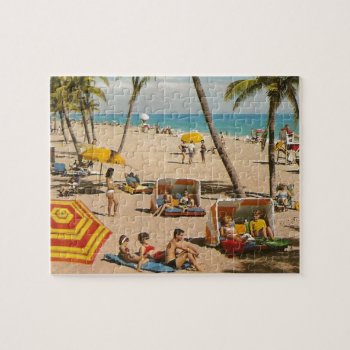 Vintage Retro Florida Beach Travel Jigsaw Puzzle by ZazzleArt2015 at Zazzle