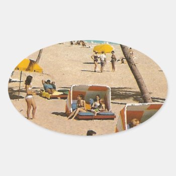 Vintage Retro Florida Beach Travel Oval Sticker by ZazzleArt2015 at Zazzle