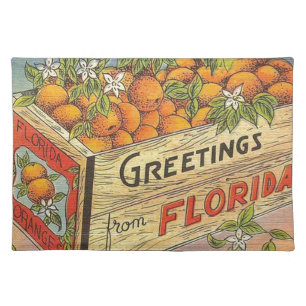 Vintage Retro Florida Oranges Cloth Placemat
