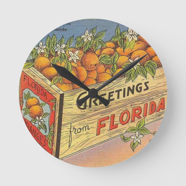 Vintage Retro Florida Orolling Round Clock (Front)