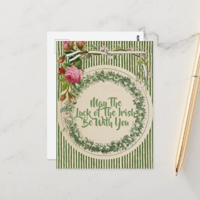Vintage Retro Flower St Patrick's Day Postcard
