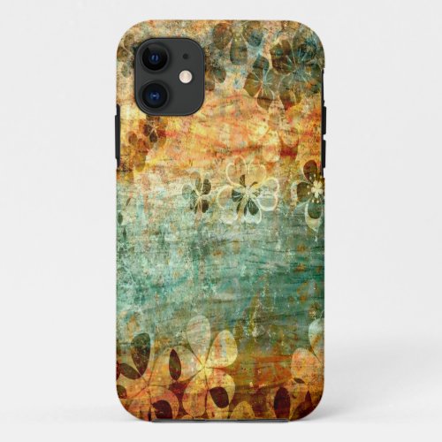 Vintage Retro Flower Wood Abstract Art iPhone 11 Case