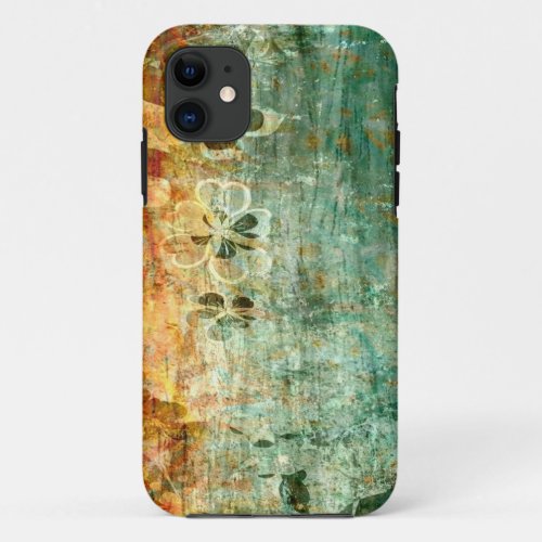 Vintage Retro Flower Wood Abstract Art iPhone 11 Case