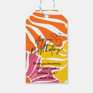 Vintage Retro Flowers Elegant & Colorful Birthday Gift Tags