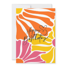 Vintage Retro Flowers Elegant & Colorful Birthday