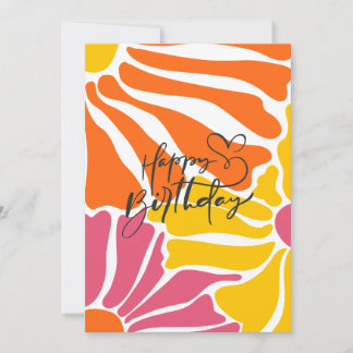 Vintage Retro Flowers Elegant & Colorful Birthday Invitation